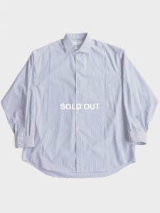 Graphpaper / HIGH COUNT WIDE SPREAD COLLAR SHIRT (BLUE STRIPE)