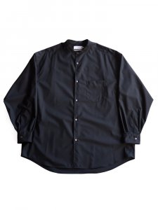 Graphpaper / FINE WOOL TROPICAL OVERSIZED BAND COLLAR SHIRT (BLACK)