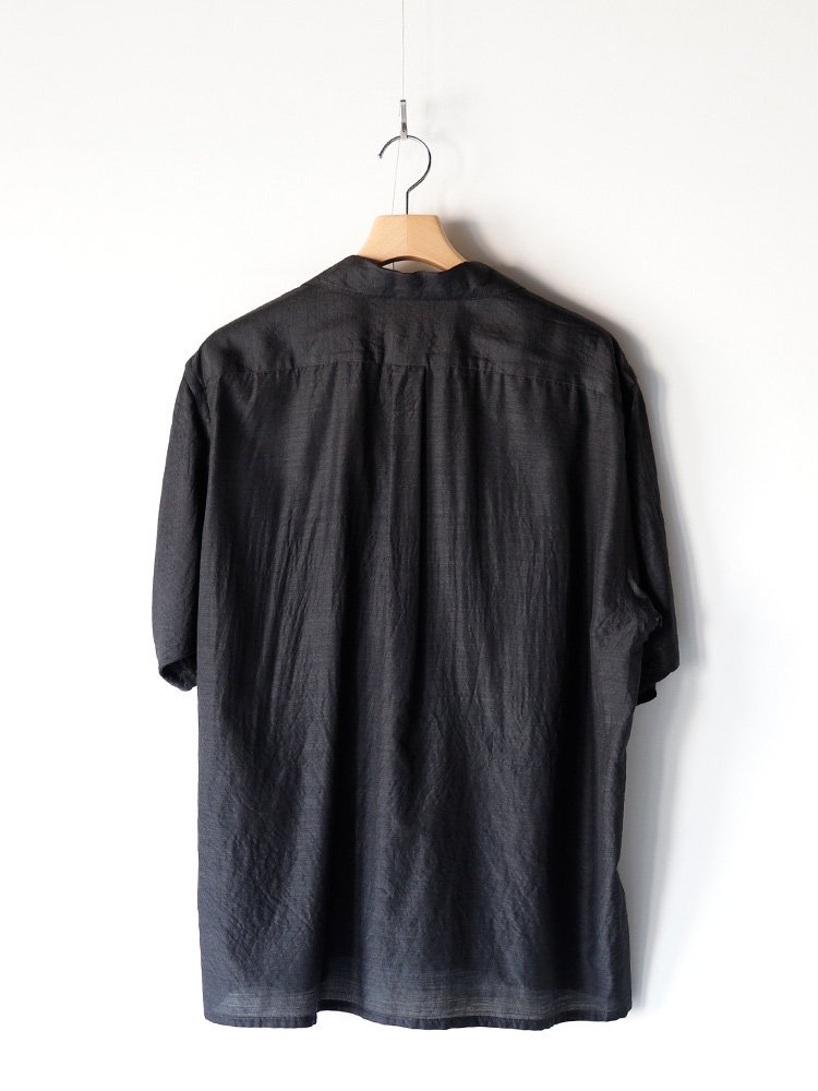 COMOLI / ウールシルク半袖オープンカラーシャツ (CHARCOAL) - TROUPE 