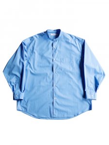 Graphpaper / HIGH COUNT OVERSIZED BAND COLLAR ROUND CUT SHIRT (BLUE)