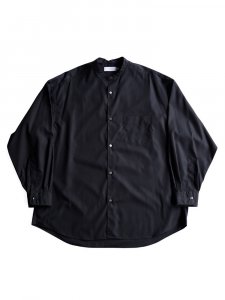 Graphpaper / HIGH COUNT OVERSIZED BAND COLLAR ROUND CUT SHIRT (BLACK)