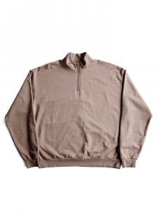 AURALEE men's / ELASTIC HIGH GAUGE SWEAT HALF ZIP P/O (GRAY BEIGE)