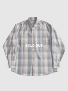 AURALEE men's / SUPER LIGHT WOOL CHECK SHIRTS (BEIGE BLUE CHECK)