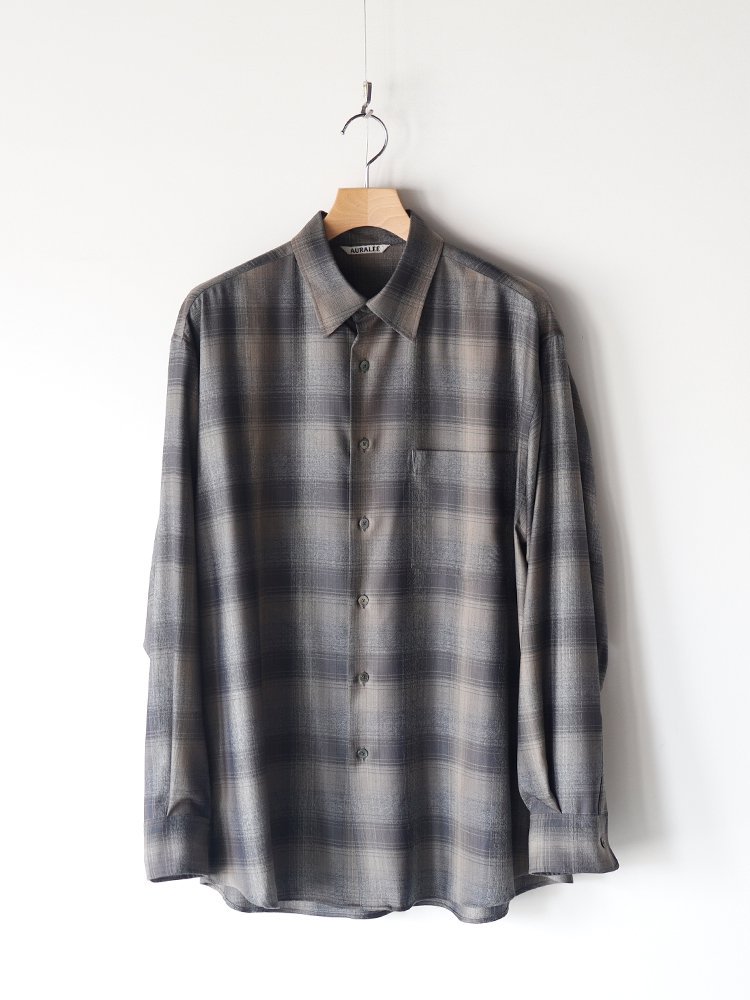 AURALEE men's / SUPER LIGHT WOOL CHECK SHIRTS (CHARCOAL GRAY CHECK) -  TROUPE ONLINE SHOP - COMOLI AURALEE Graphpaper NEAT Hender Scheme 通販