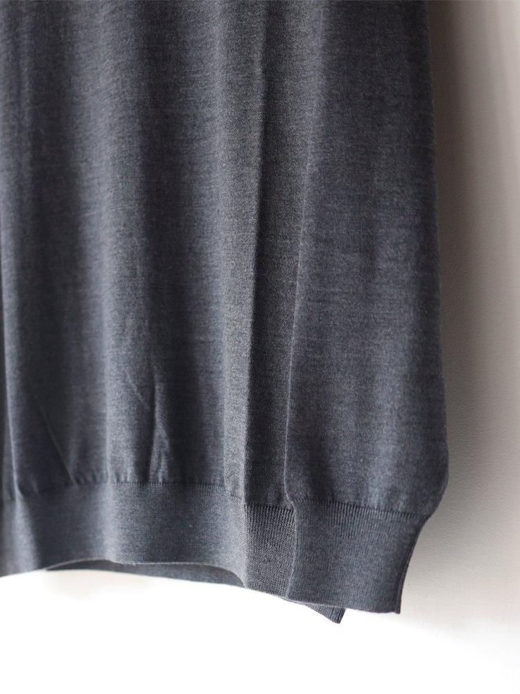 //美品//MS BI-COLOR LS HIGH NECK XL Graphpaper / HIGH GAUGE L/S CREW NECK KNIT (GRAY) - TROUPE