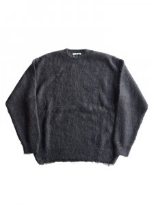 AURALEE men's / BRUSHED SUPER KID MOHAIR KNIT P/O (INK BLACK)