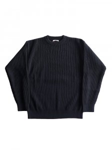 AURALEE men's / SUPER FINE WOOL RIB KNIT P/O (BLACK)