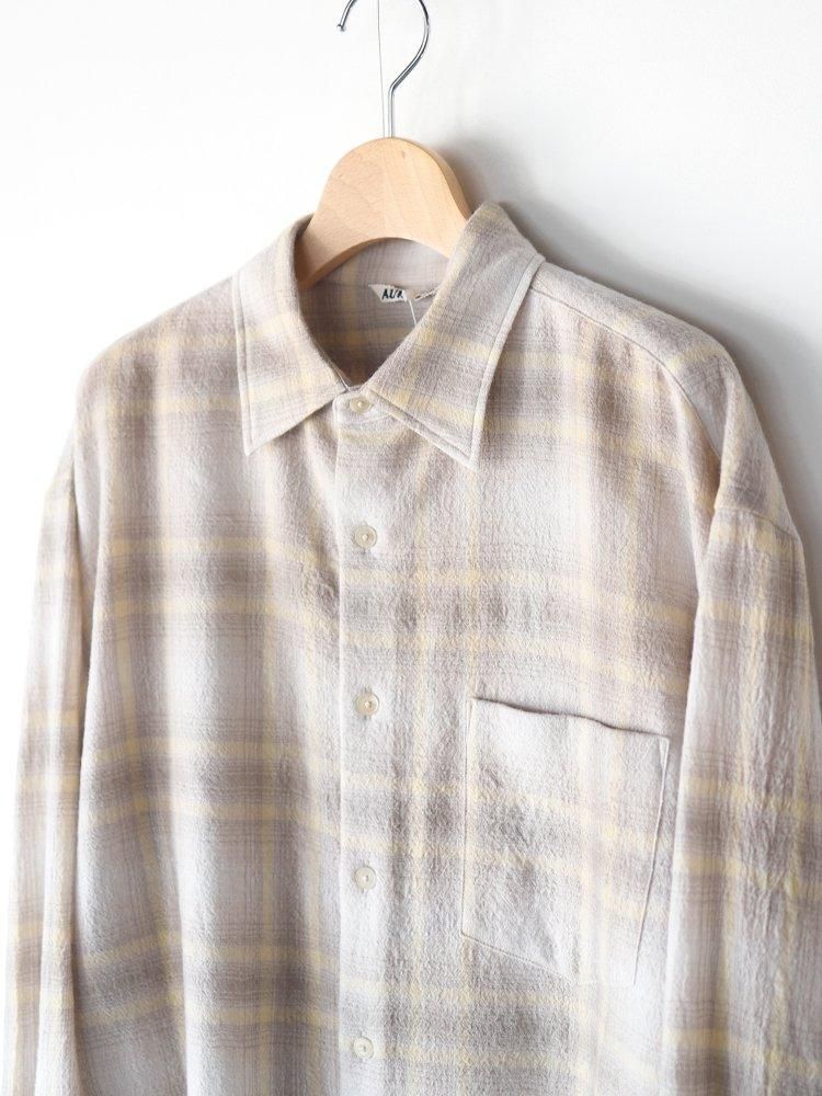 AURALEE women's / AIRY WOOL CHECK SHIRT (YELLOW GRAY CHECK AURALEE women's / AIRY WOOL CHECK SHIRT (YELLOW GRAY CHECK