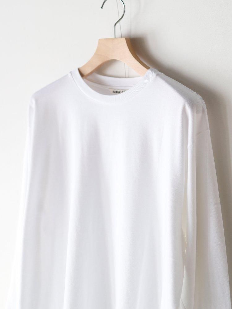 AURALEE men's / LUSTER PLAITING L/S TEE (WHITE) - TROUPE