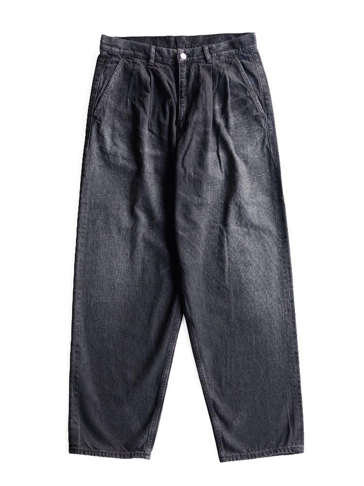 Graphpaper / SELVAGE DENIM TWO TUCK TAPERED PANTS (BLACK