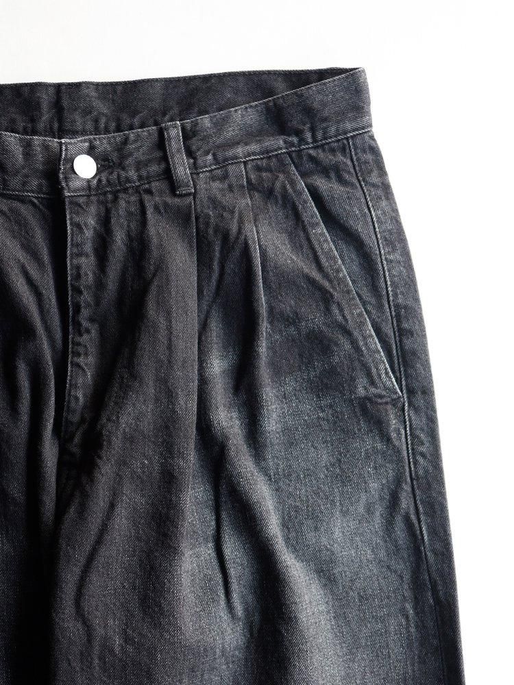 Graphpaper / SELVAGE DENIM TWO TUCK TAPERED PANTS (BLACK