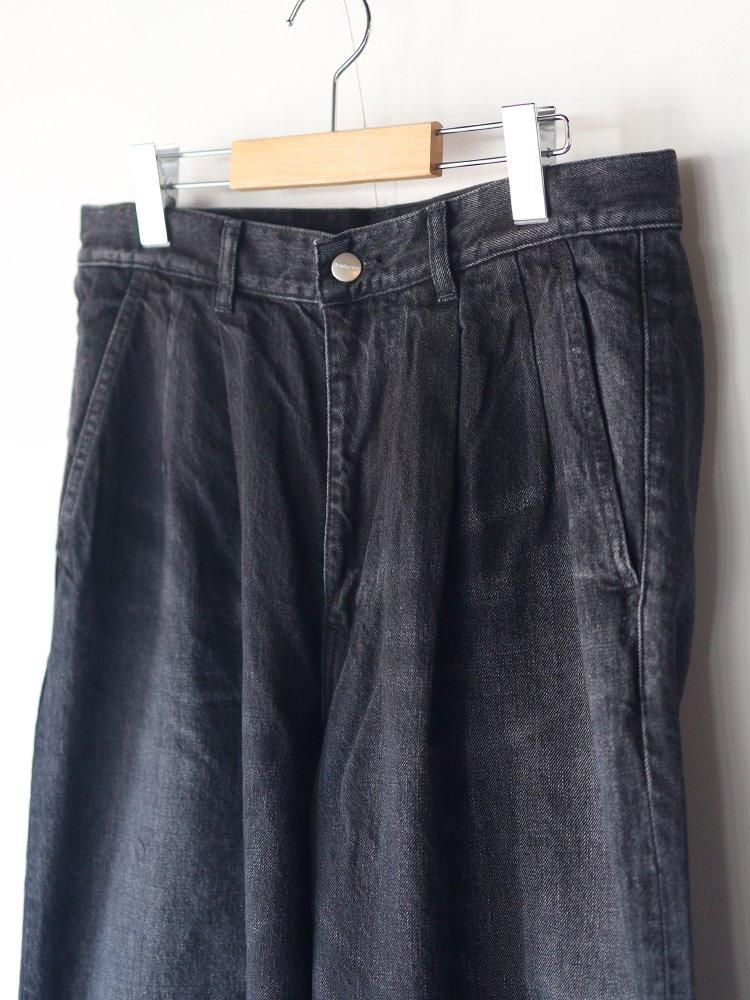 Graphpaper / SELVAGE DENIM TWO TUCK TAPERED PANTS (BLACK