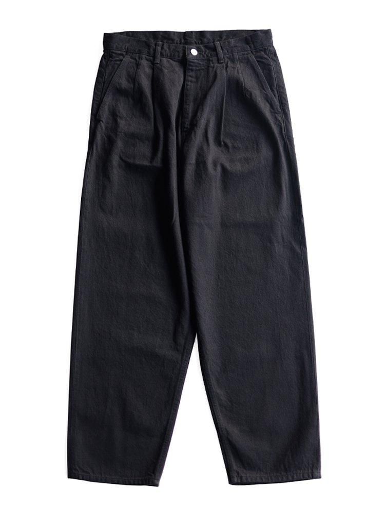 Graphpaper / SELVAGE DENIM TWO TUCK TAPERED PANTS (BLACK