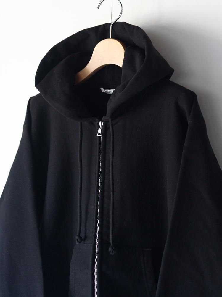 AURALEE women's / SMOOTH SOFT BD SWEAT ZIP PARKA (BLACK