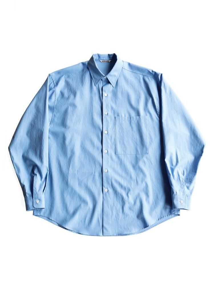 AURALEE BIG SHIRT オーラリー シャツ 4 5 comoli AURALEE men's / WASHED FINX TWILL BIG SHIRT (BLUE) - TROUPE