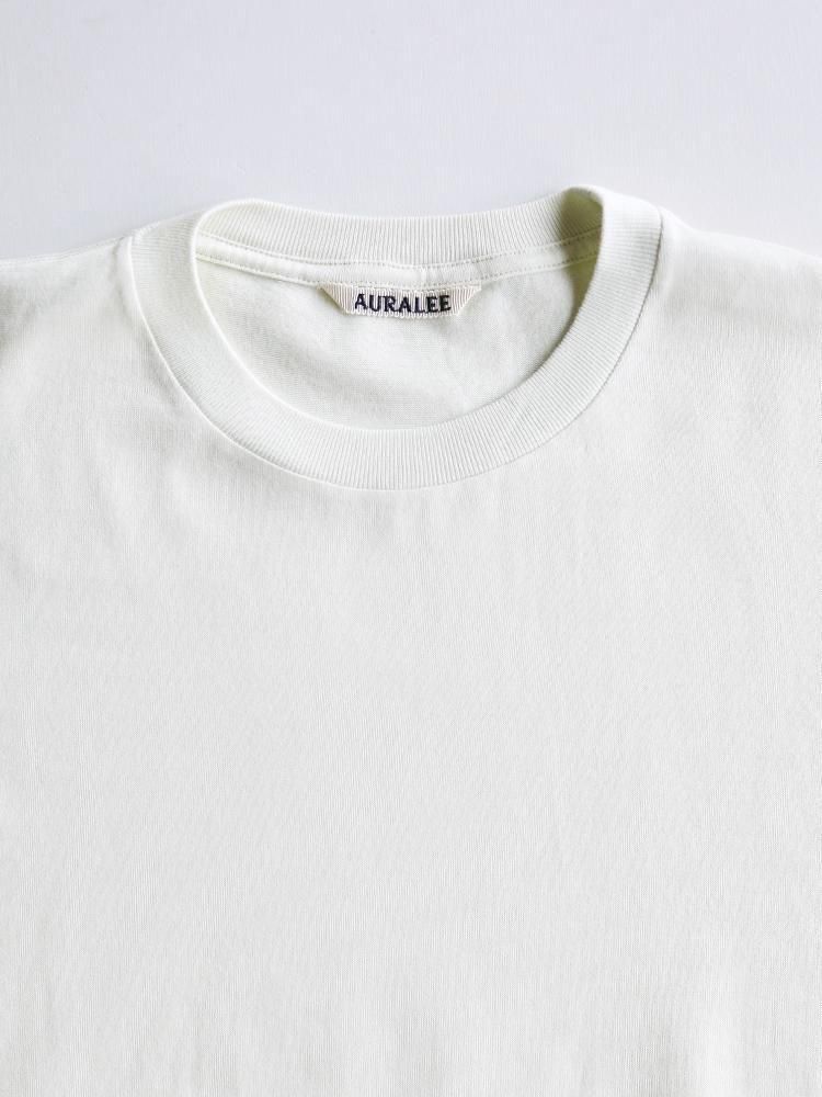 AURALEE men's / LUSTER PLAITING TEE (IVORY PISTACHIO