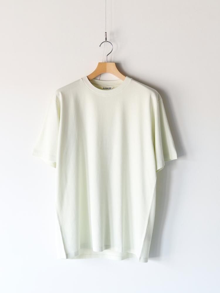 AURALEE men's / LUSTER PLAITING TEE (IVORY PISTACHIO