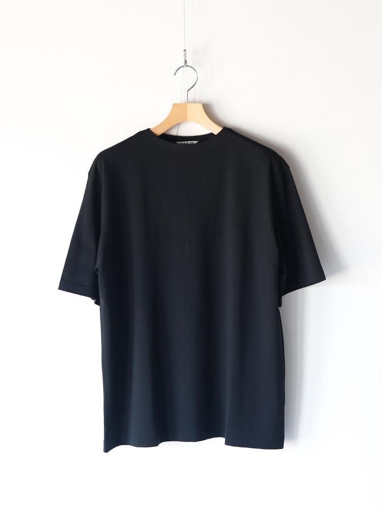 AURALEE men's / LUSTER PLAITING BOAT NECK TEE (BLACK