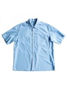 AURALEE men's / WASHED FINX TYPEWRITER OPEN COLLAR HALF SLEEVED SHIRT (LIGHT BLUE)