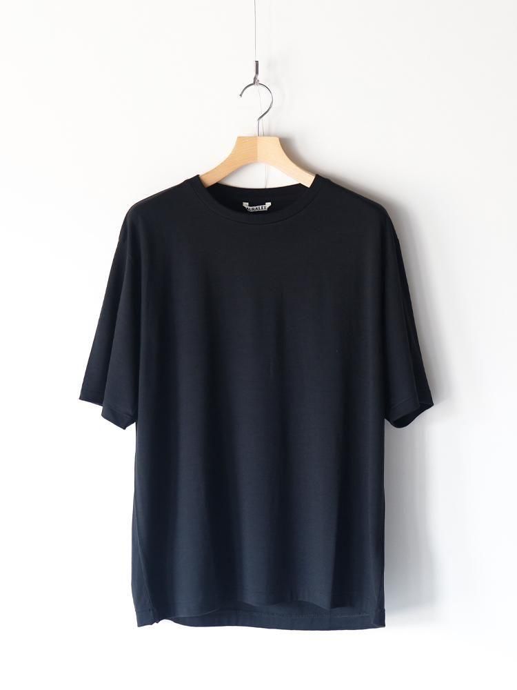 AURALEE men's / SUPER SOFT WOOL JERSEY TEE (BLACK) - TROUPE