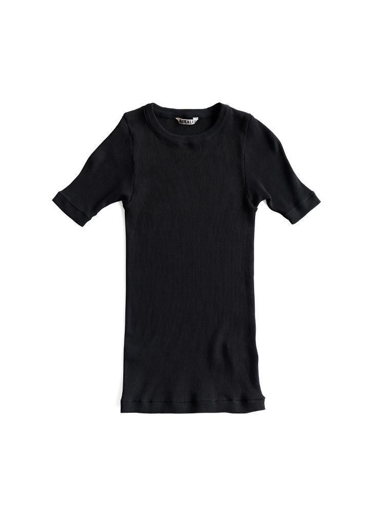 【AURALEE】 ORGANIC SOFT RIB TEE Auralee Organic Soft Rib Tee in Black Curated at Jake and Jones