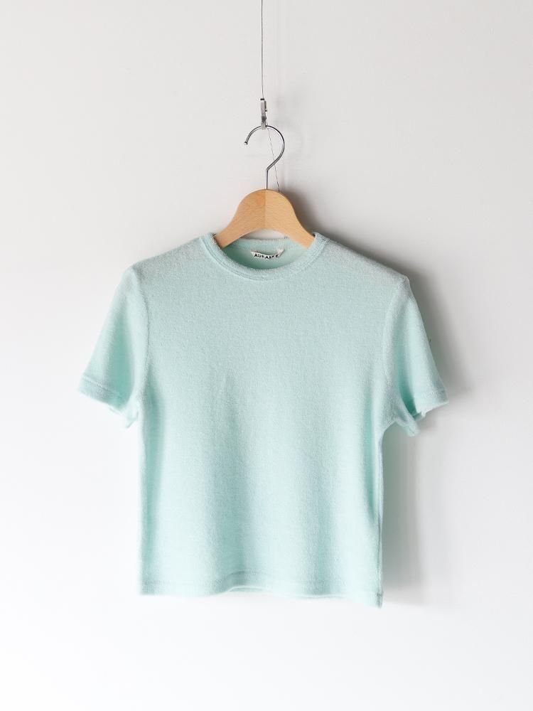 AURALEE men's / LUSTER PLAITING BOAT NECK TEE (WHITE