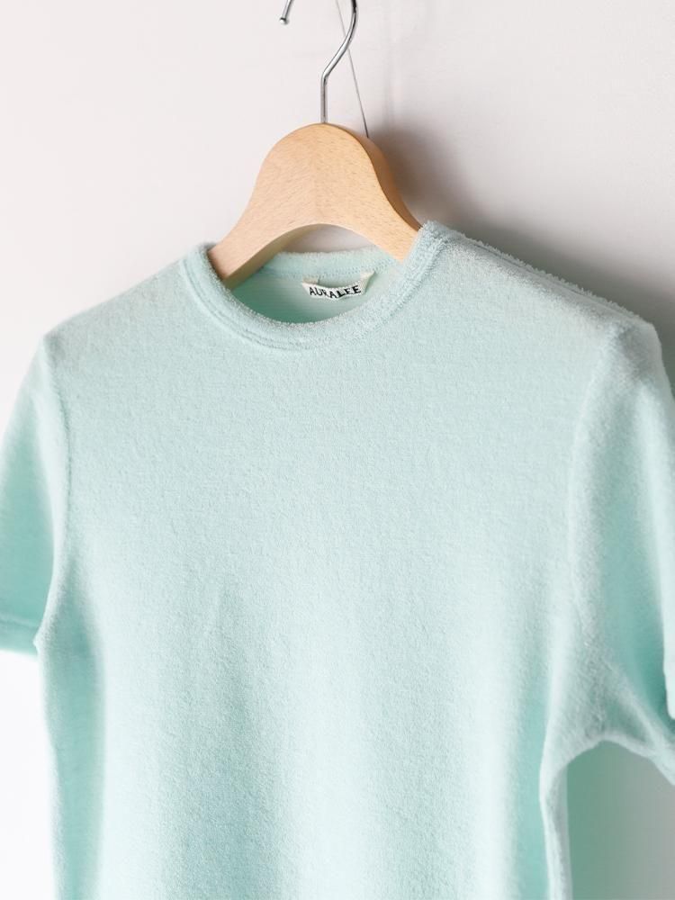 AURALEE women's / WASHABLE WOOL PILE TEE (LIGHT AQUA