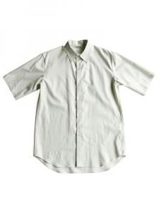 AURALEE women's / WASHED FINX TWILL HALF SLEEVED SHIRT (LIGHT GREEN)