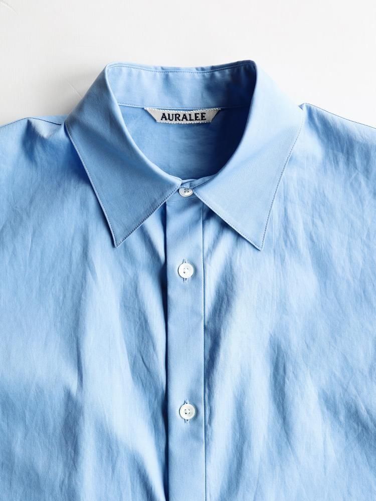 AURALEE women's / WASHED FINX TWILL HALF SLEEVED SHIRT (BLUE