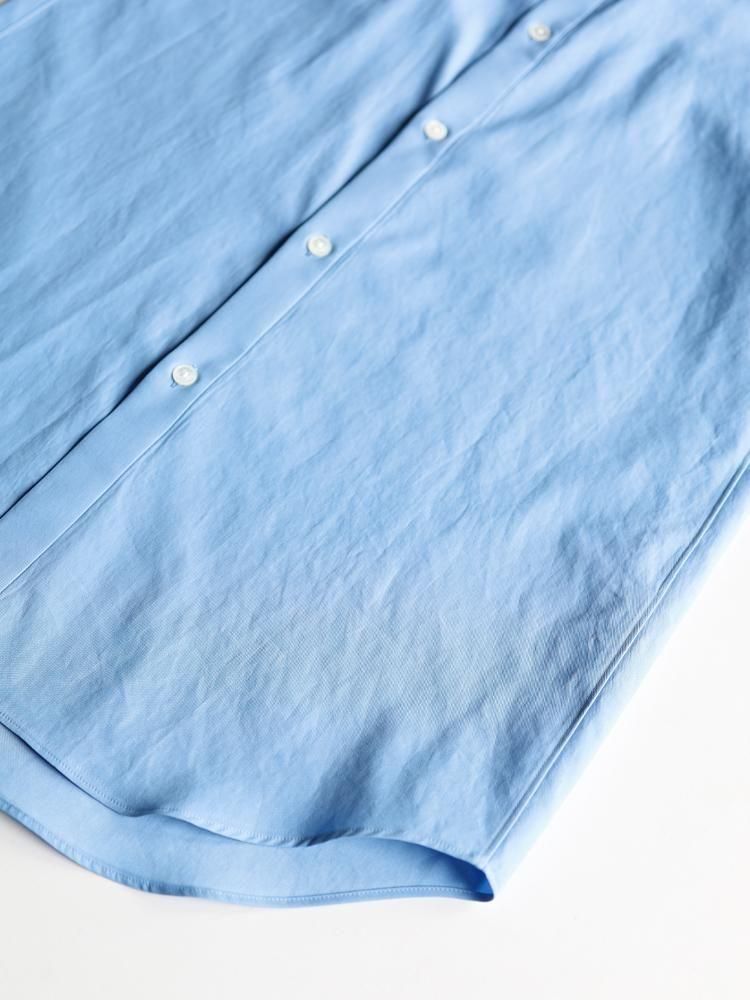 auraleeポロシャツオーラリーcomoli AURALEE women's / WASHED FINX TWILL HALF SLEEVED SHIRT (BLUE
