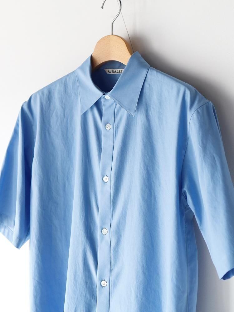 AURALEE women's / WASHED FINX TWILL HALF SLEEVED SHIRT (BLUE