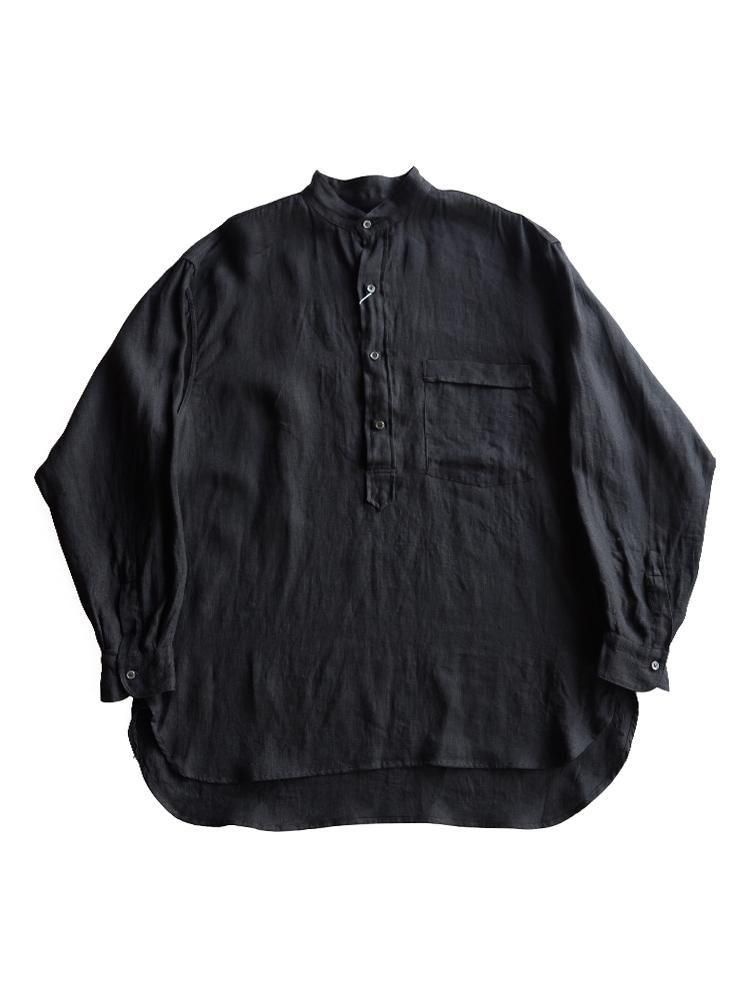 COMOLI リネンWクロス プルオーバーシャツ BLACK | CASANOVA&CO