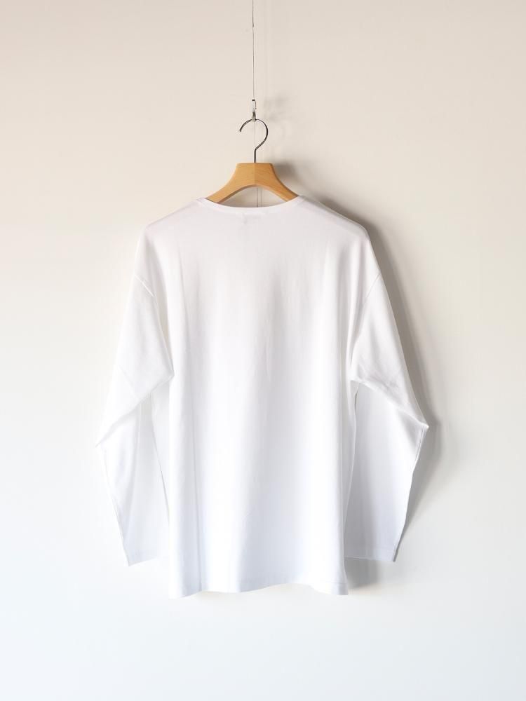 AURALEE men's / LUSTER PLAITING BOAT-NECK L/S TEE (WHITE