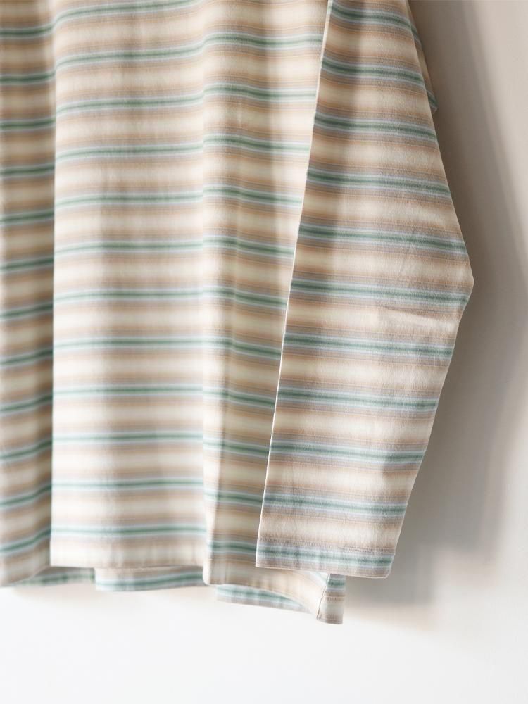 AURALEE men's / GRADIENT STRIPE JERSEY L/S TEE (FADE BLUE