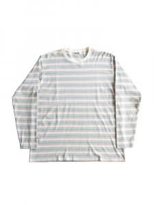 AURALEE men's / GRADIENT STRIPE JERSEY L/S TEE (FADE BLUE STRIPE)
