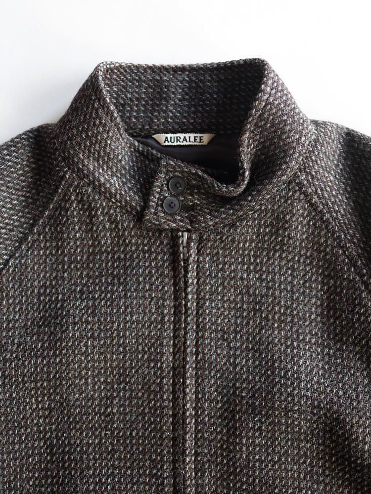 AURALEE men's / ALPACA WOOL SILK TWEED ZIP BLOUSON (GRAY