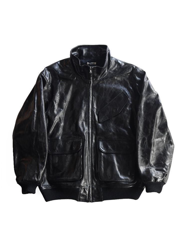 AURALEE men's / LAMB LEATHER ZIP BLOUSON (BLACK) - TROUPE