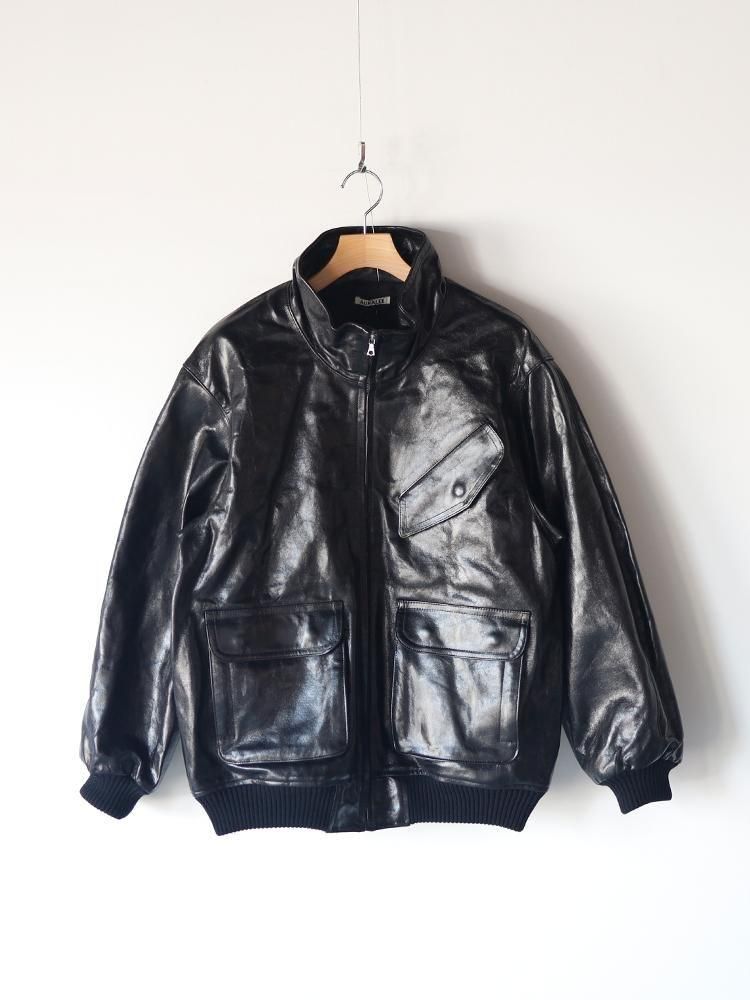 AURALEE men's / LAMB LEATHER ZIP BLOUSON (BLACK) - TROUPE
