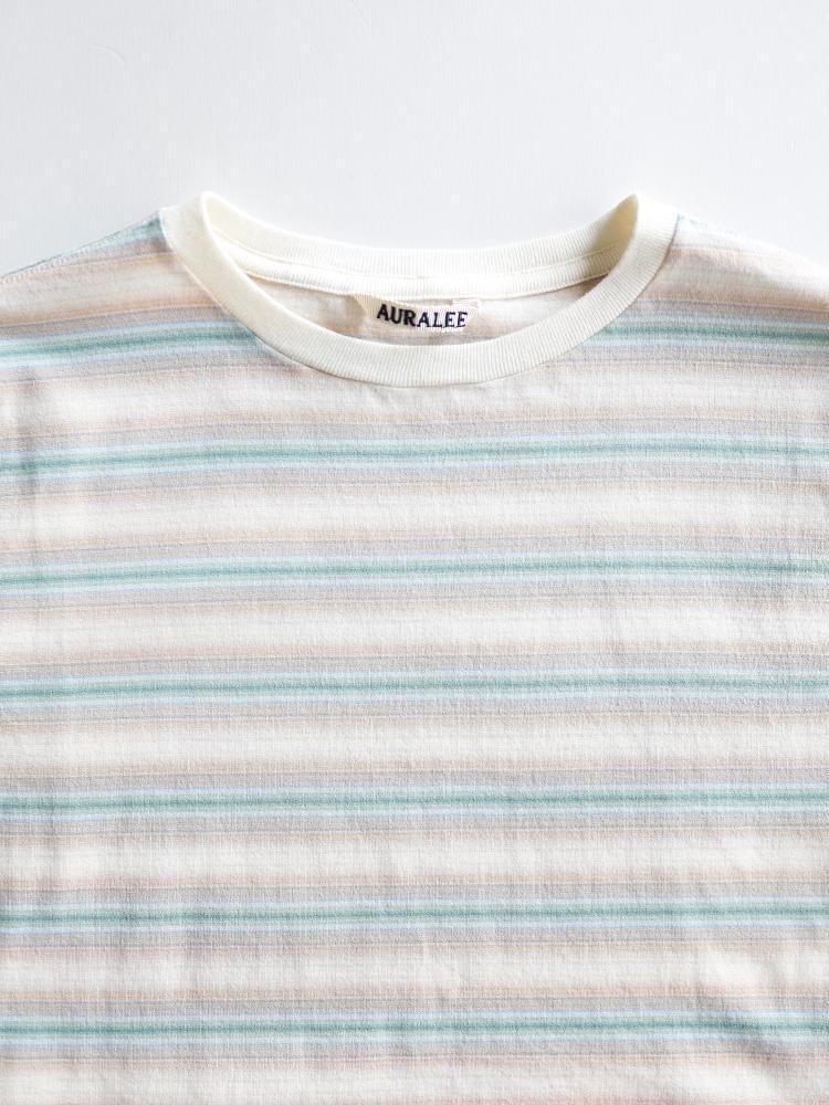 AURALEE women's / GRADIENT STRIPE JERSEY L/S TEE (FADE BLUE