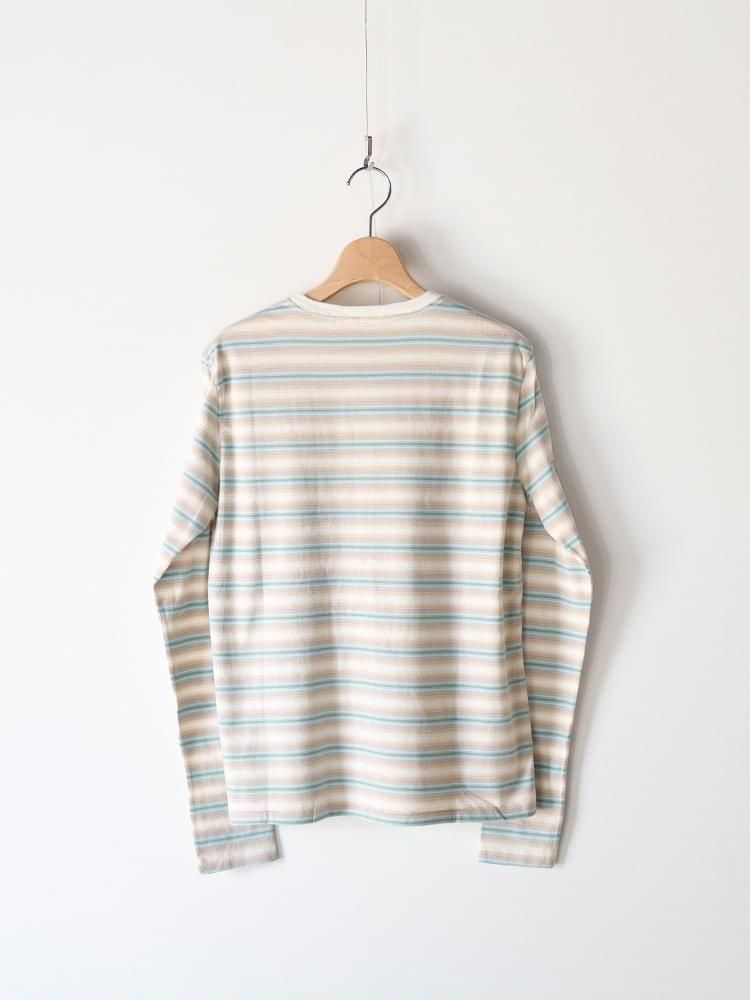 AURALEE women's / GRADIENT STRIPE JERSEY L/S TEE (FADE BLUE