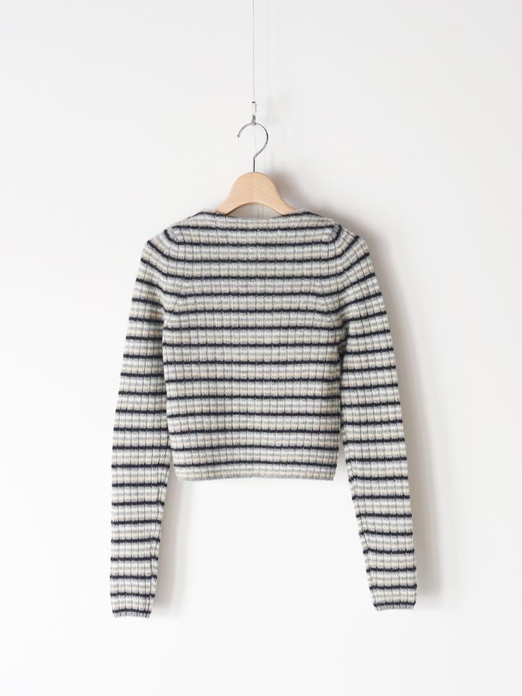 AURALEE women's / SHETLAND WOOL CASHMERE RIB KNIT BOAT-NECK