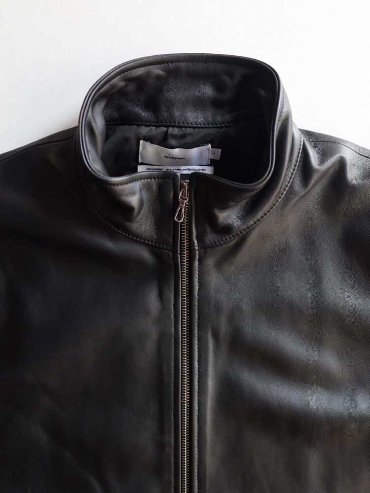 グラフペーパー　トラックジャケット　レザー　美品　オーラリー　コモリ Graphpaper / SHEEP LEATHER TRACK BLOUSON (BLACK) - TROUPE ONLINE