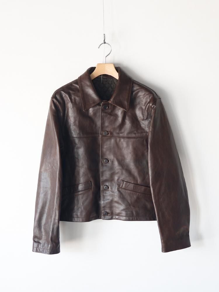 AURALEE men's / HEAVY LAMB LEATHER BLOUSON (DARK BROWN