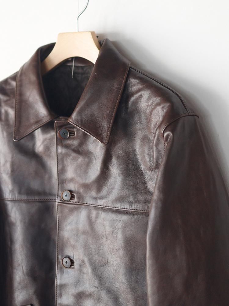 AURALEE men's / HEAVY LAMB LEATHER BLOUSON (DARK BROWN
