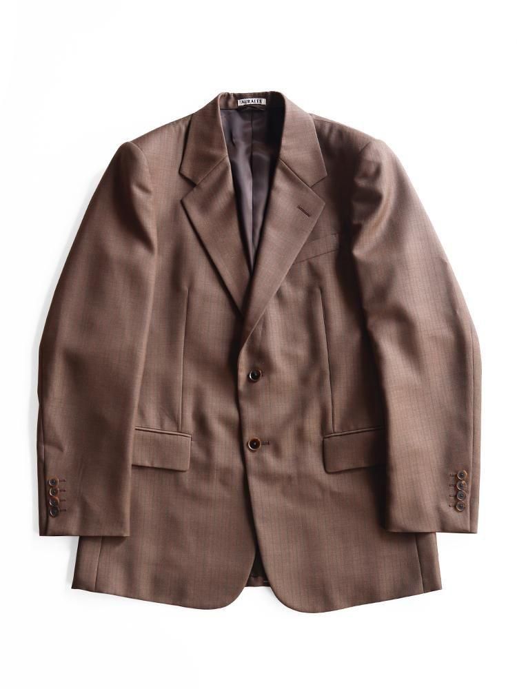 AURALEE men's / BLUEFACED WOOL JACKET (BROWN RED STRIPE