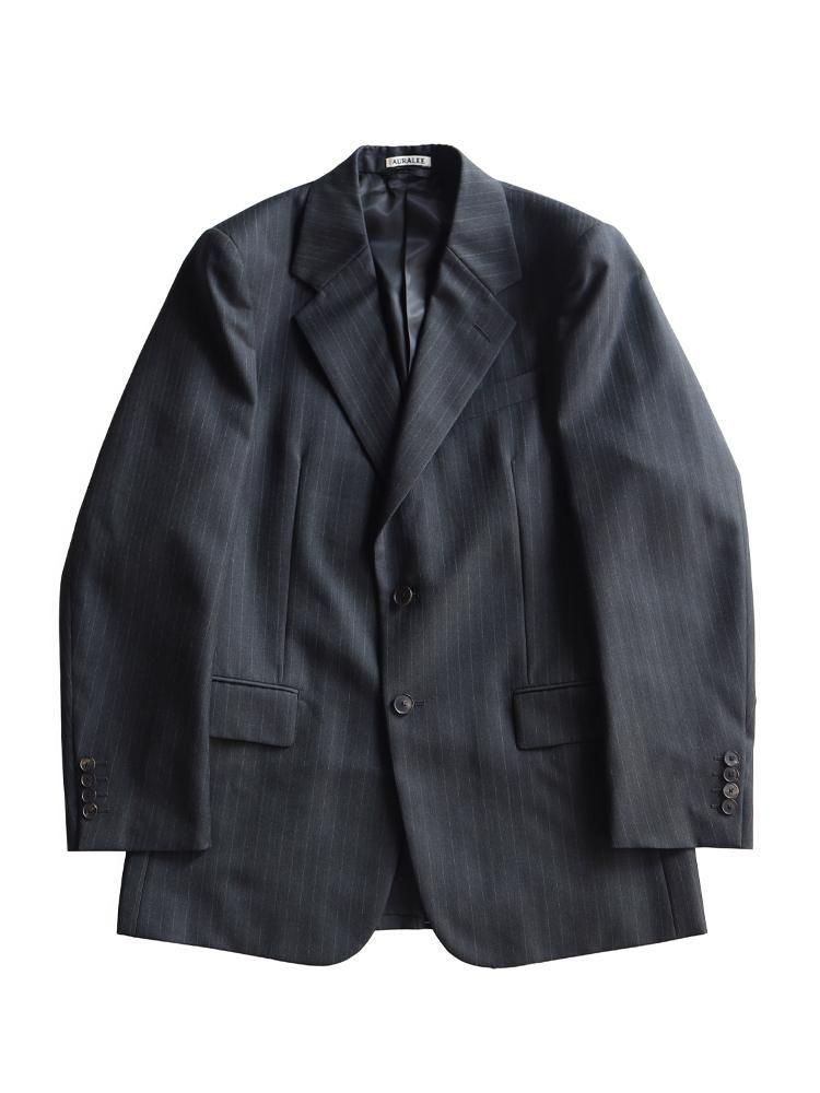 AURALEE men's / BLUEFACED WOOL JACKET (CHARCOAL NAVY STRIPE