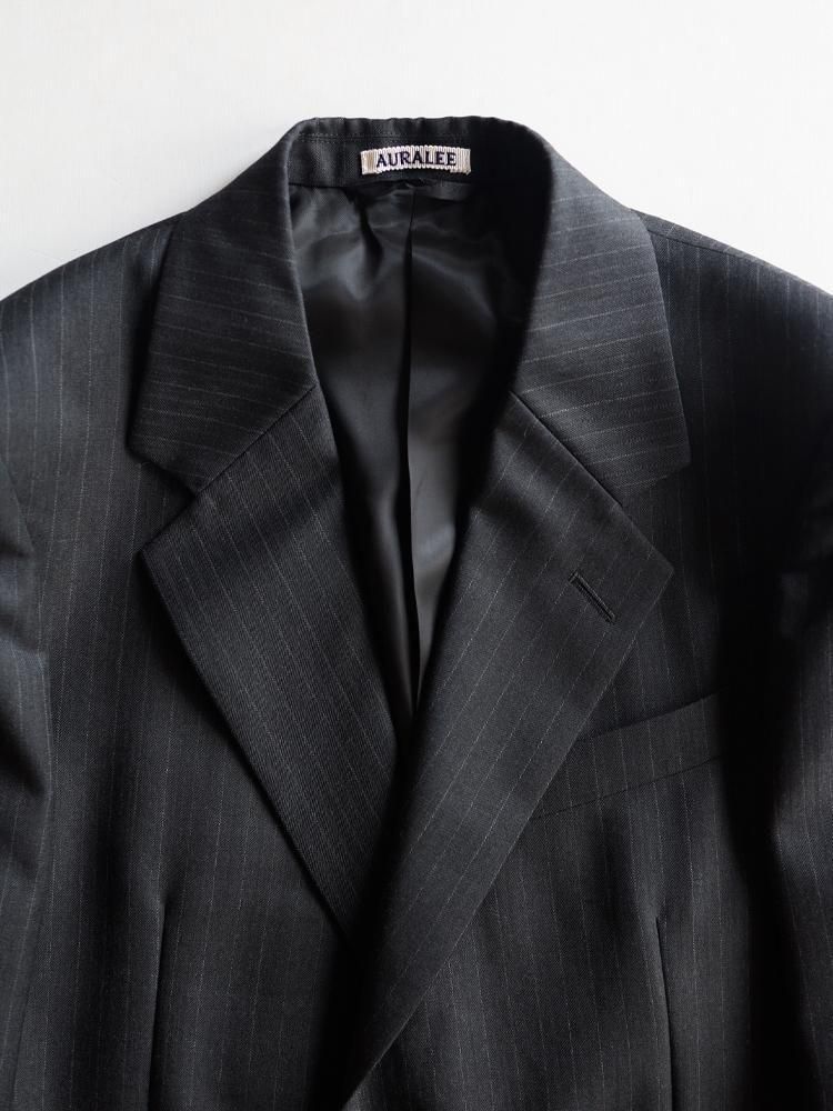 AURALEE men's / BLUEFACED WOOL JACKET (CHARCOAL NAVY STRIPE