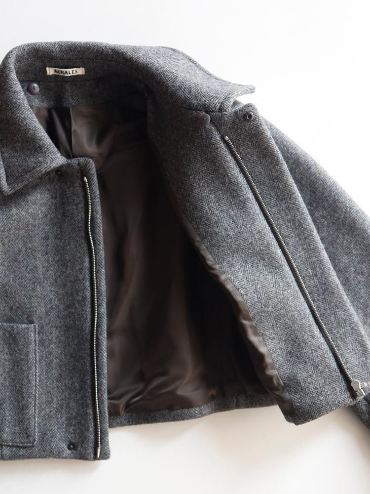 AURALEE women's / SHETLAND WOOL DOUBLE CLOTH BLOUSON (GRAY