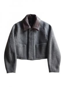 AURALEE women's / SHETLAND WOOL DOUBLE CLOTH BLOUSON (GRAY HERRINGBONE)