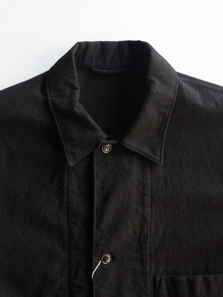 COMOLI コットンシャツ 黒　定価約¥35,000 COMOLI カディー コットン 半袖 オープン カラー シャツ , Black